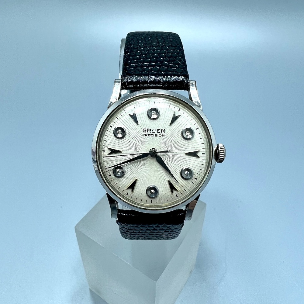 Vintage Gruen Precision Mens Diamond Dial Watch - Picture 1 of 11